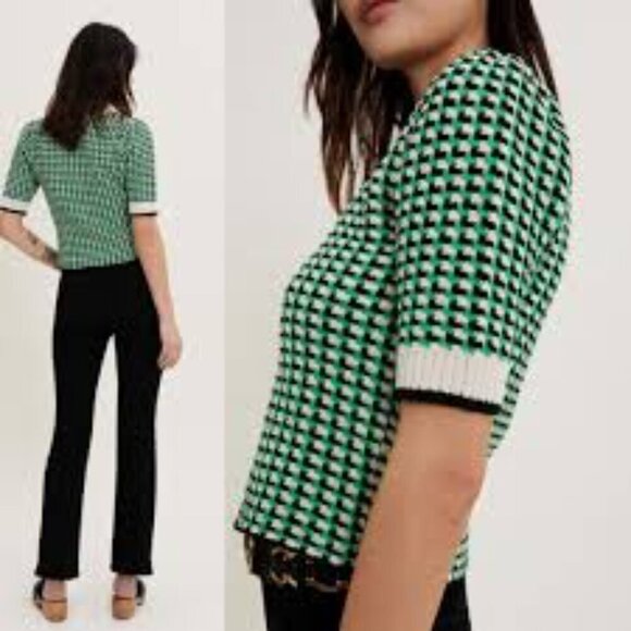 Maje Moxanne Tweed Cotton-Knit Top - Picture 3 of 15